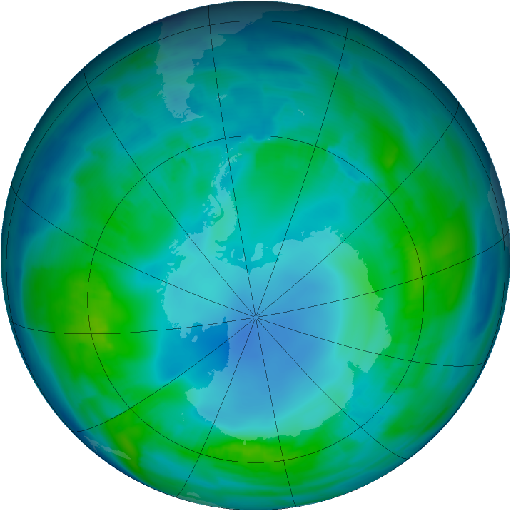 Antarctic ozone map for 02 May 2013